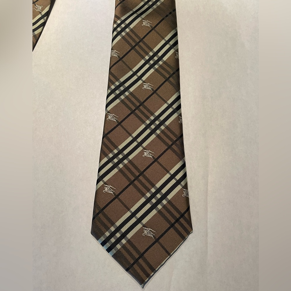 Burberry Brown and Black Plaid Tie